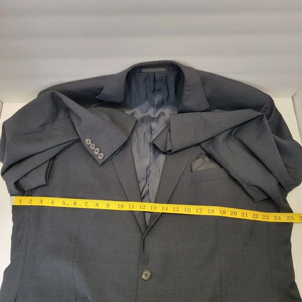 Lauren Ralph Lauren Mens Blue Gray 2pc Wool 2-Button Pleated Pants Suit 48Lx43L